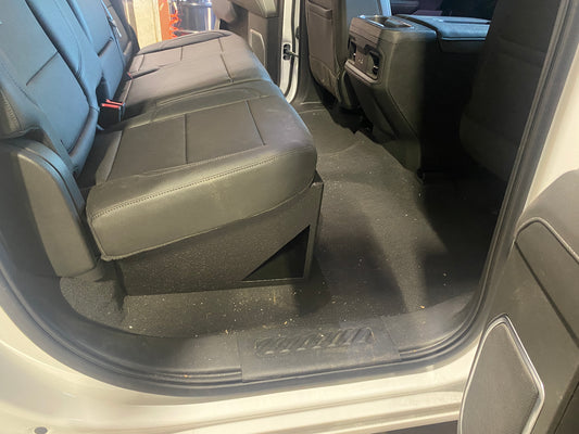 Chevy Silverado & GMC Sierra Crew Cab "Quad 10" Ported Front-Fire Enclosure (2019-2024) | Armor Coated